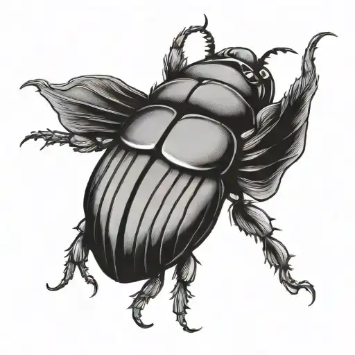 Pumpkin Scarab Beetle Flying