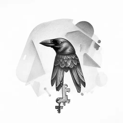 Crow Carrying A Bundle Of Keys