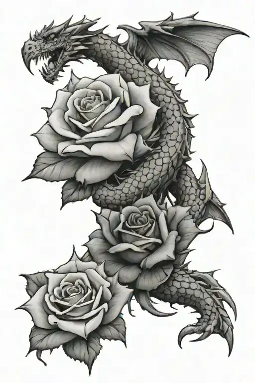A Rose And A Dragon Around The Forearm