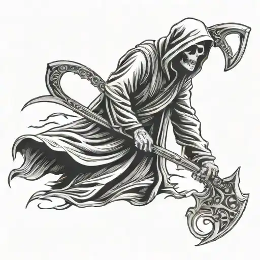 Grim Reaper Holding A Scythe
