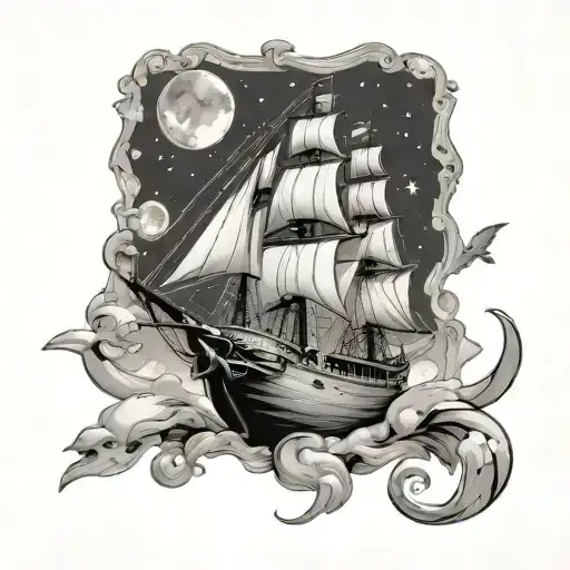 Disneys Treasure Planet With Ship Sailing And Characters