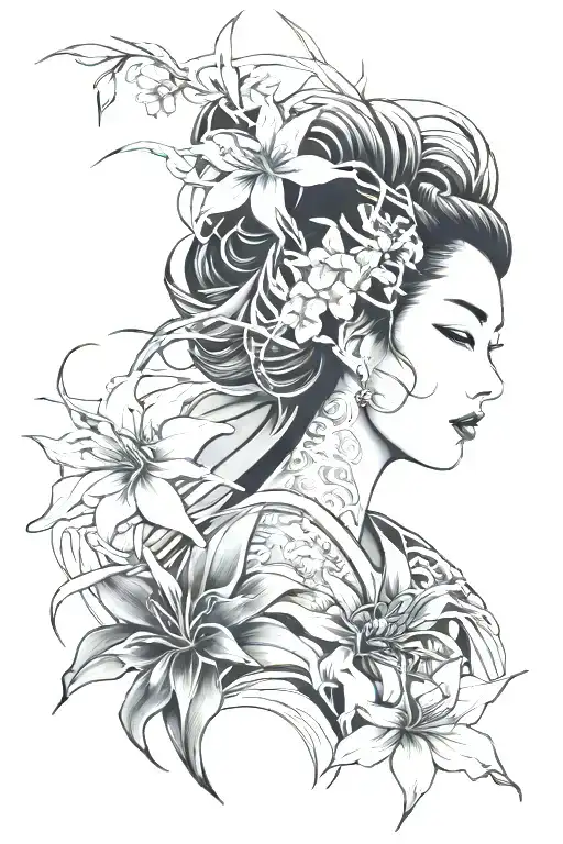 Geisha And Res Spider Lily