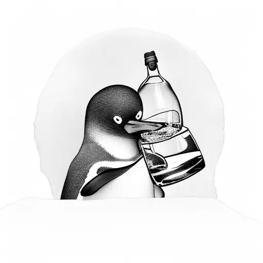 Penguin Drinking Tequila