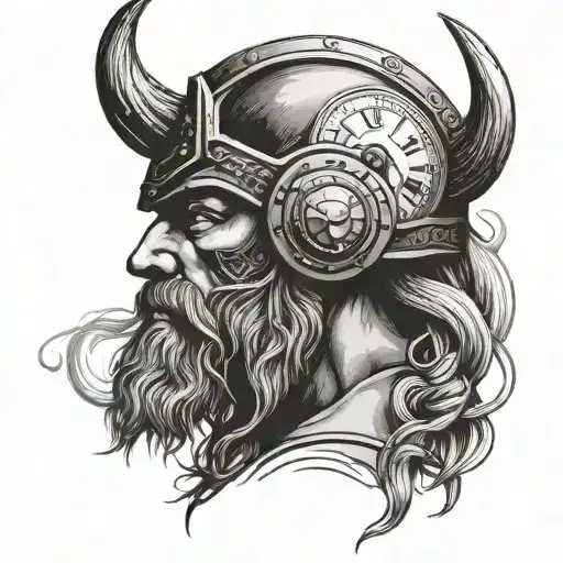 Viking Head With Clock Above It