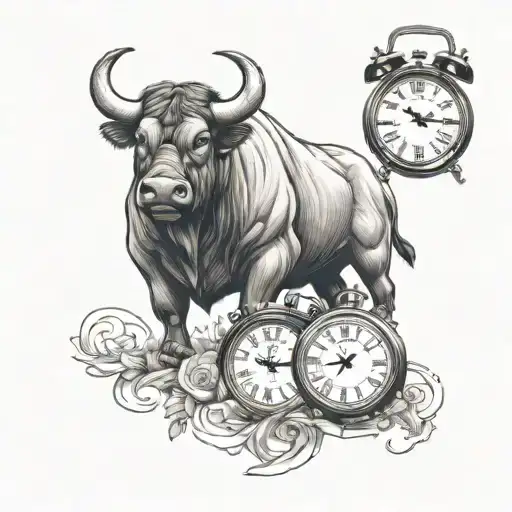 Bull And Bear With Clock