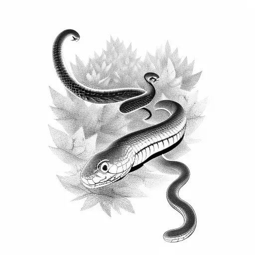 A Black-grey Snake Winding Through A Lush Forest