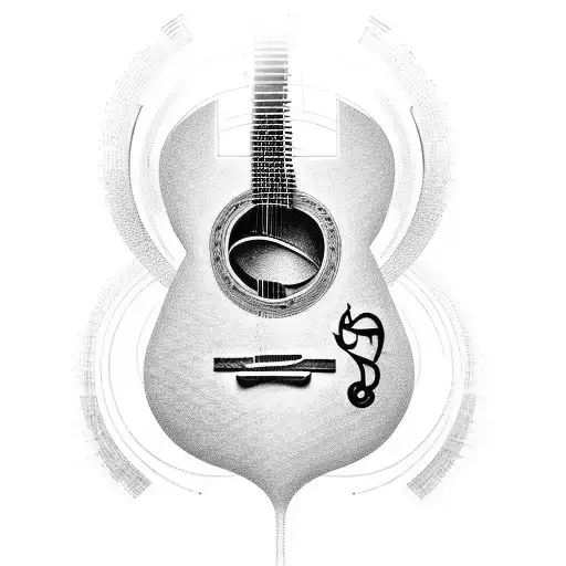 Guitar With Cog Soundhole And Binary Code Up The Neck