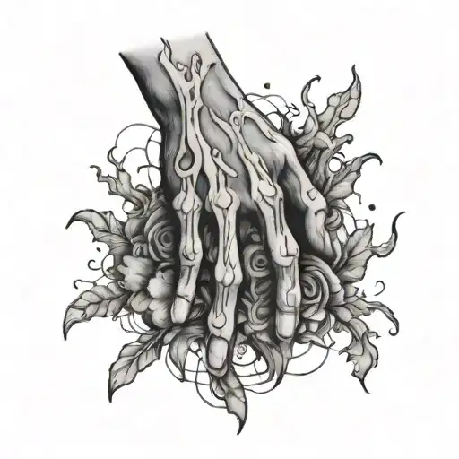 Hand Tatto With Little Bones Dissolving