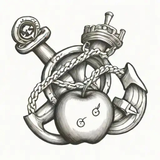 An Anchor With An Apple And An Eight Ball