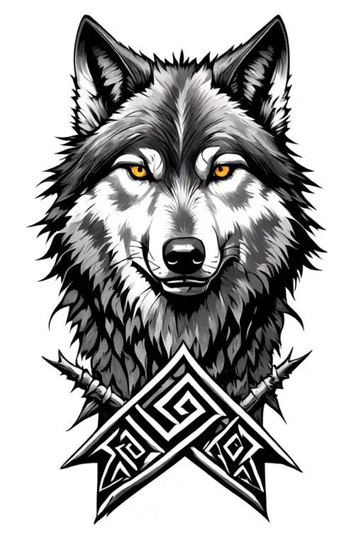 Viking Valknut Bousole With Wolf