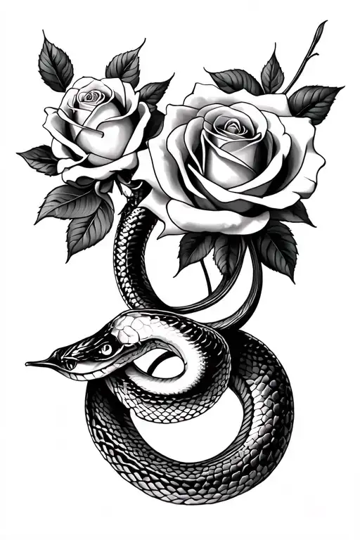 Roses And Snake Intertwined