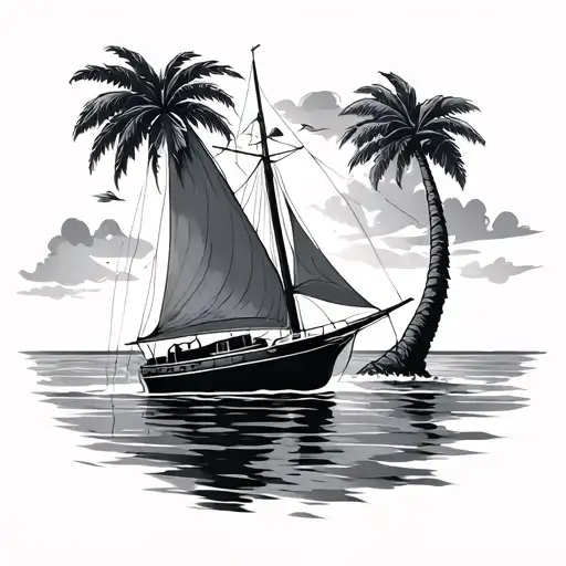 Sail Boat Palm Tree