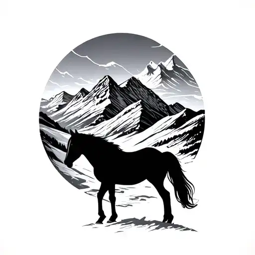 Swiss Alps With Horse On Bottom
