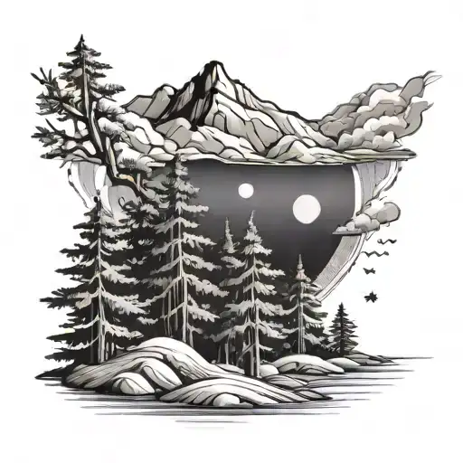 Mountain Trees Moon