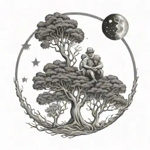 Tree Father And Son Life Stars Dna