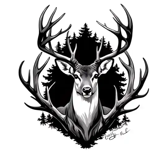 Buck Deer Antlers As Trees