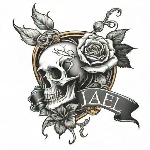 The Name Jael With Skull N Roses
