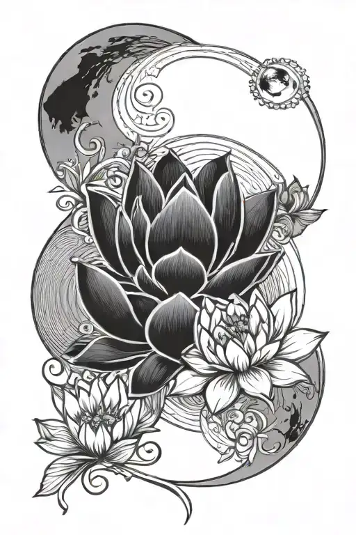 Lotus Sun And Moon Merging Together