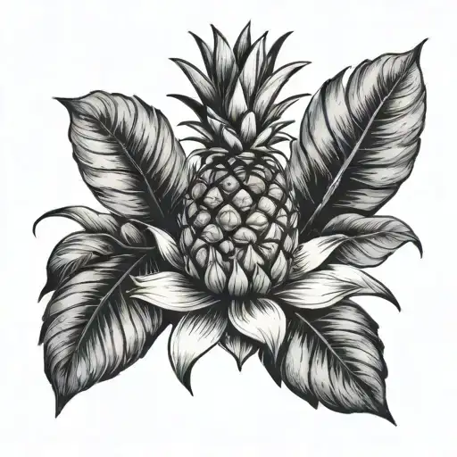 Pineapple Surrounded By Lotus