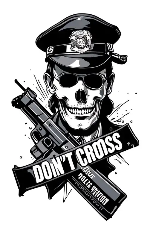 Dont Cross Police Themed Tattoo Featuring