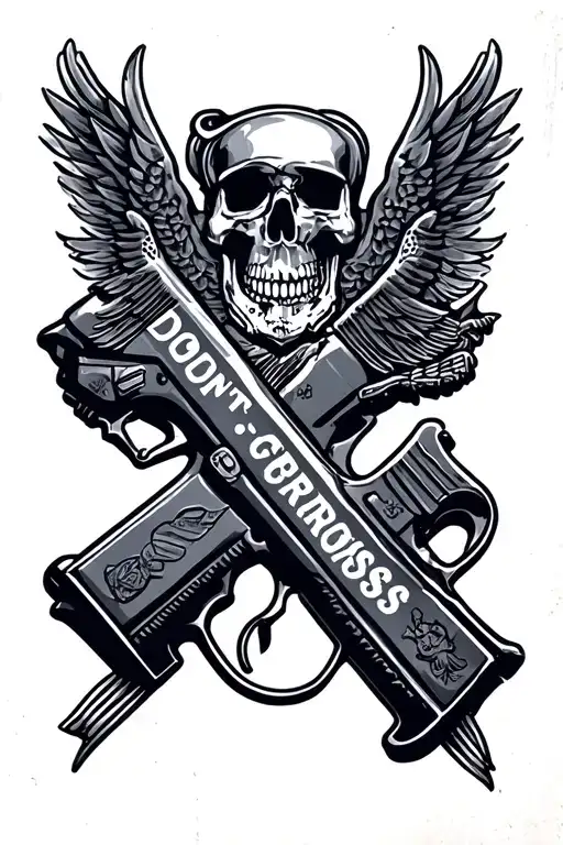 Dont Cross Police Themed Tattoo Featuring Iconic Symbols