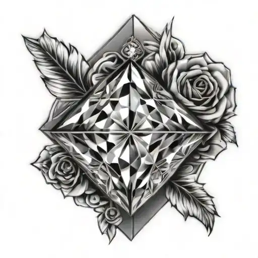 Diamond Tattoo For A Man On The Chest With An Image Of