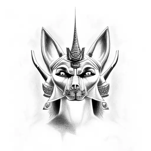 Anubis God Big And Powerful Black And White Drawing