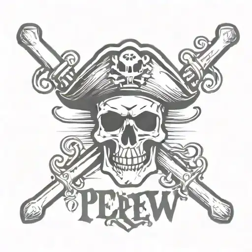 Pirate Stamp Mark Plain Skull And Text Saying Peis Crew