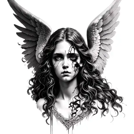Realistic Angel With Broken Face