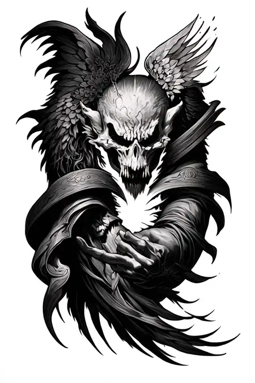 Full Arm Sleeve That Symbolizes The Battle Between Good And Bad