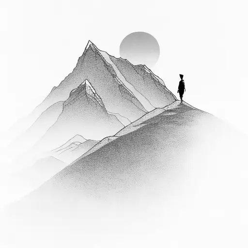 Silhouette Of A Wanderer On A Mountain Peak