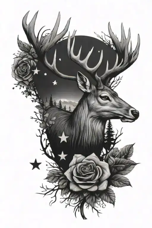 Roses And Stars And Trees And Buck Deer