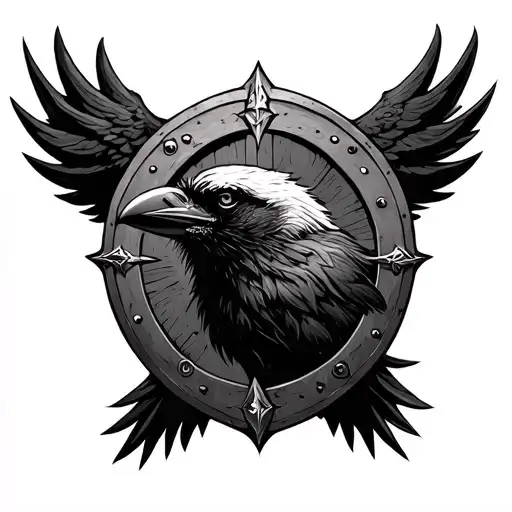 Viking Shield And A Raven