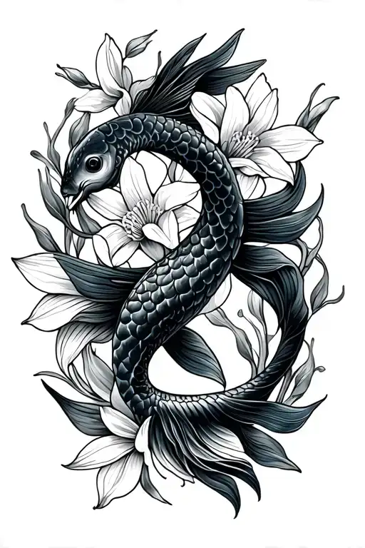 Pisces Zodiac Sign Intertwined With Dafadils No Color With Jaxson Oliver