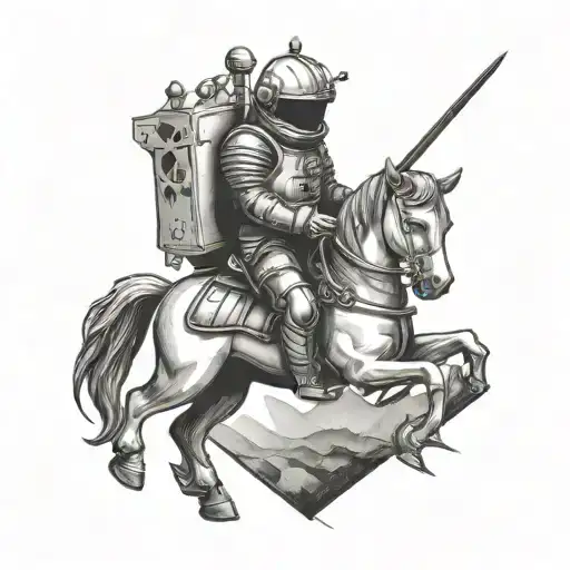 Astronaut Riding Unicorn Knight Chess Piece