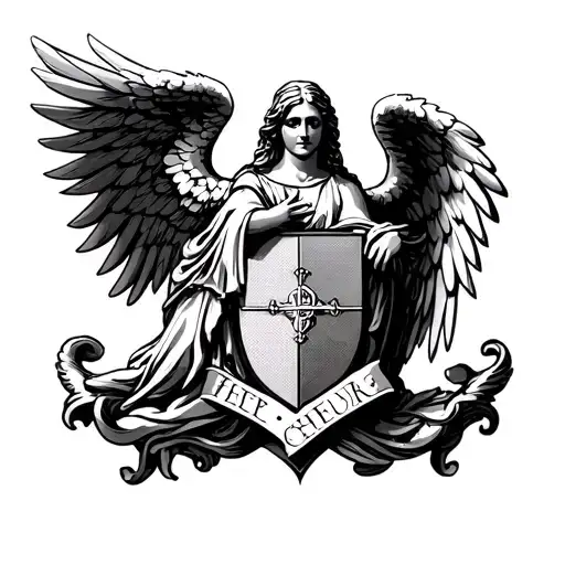 Guardian Angel Over Family Crest
