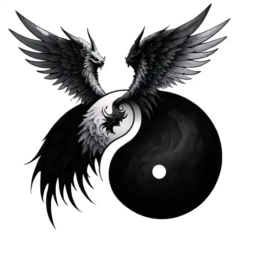 Ying And Yang Angel And Demon Wings