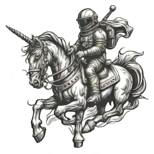Astronaut Riding Unicorn Knight Chess Piece Incorporating Elements