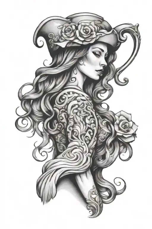 Water Pitcher Flows Into Woman's Hair