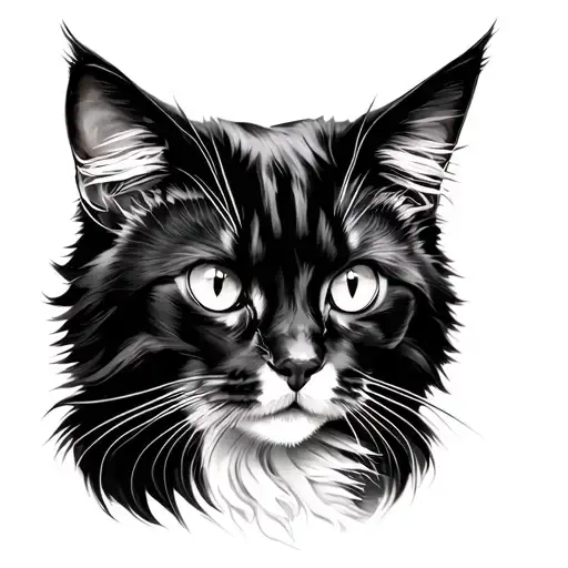 Black Main Coon Cat Short Hair