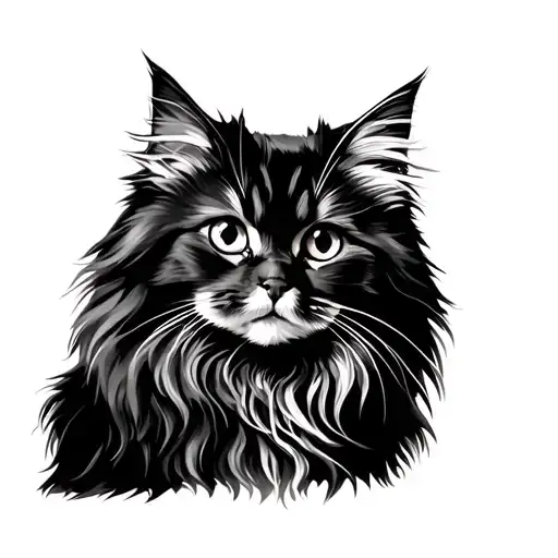 Fluffy Black Main Coon Cat