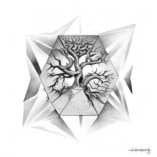 Dead Tree Inside A Diamond Shaped Box