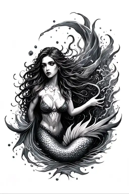 Ocean Scene Featuring Tortured Mermaid Life