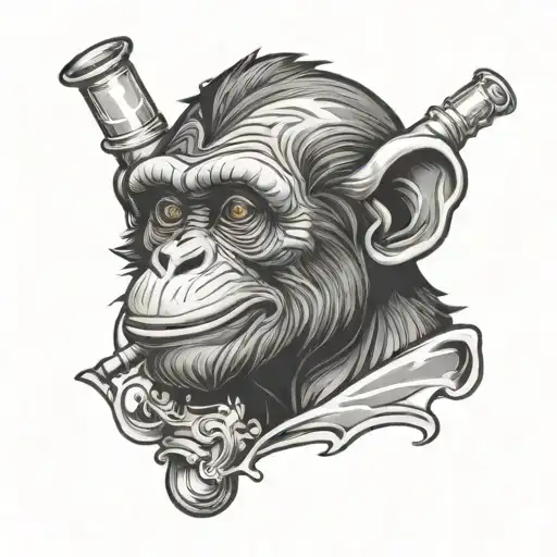 Monkey Smoking Bong Shaped Like