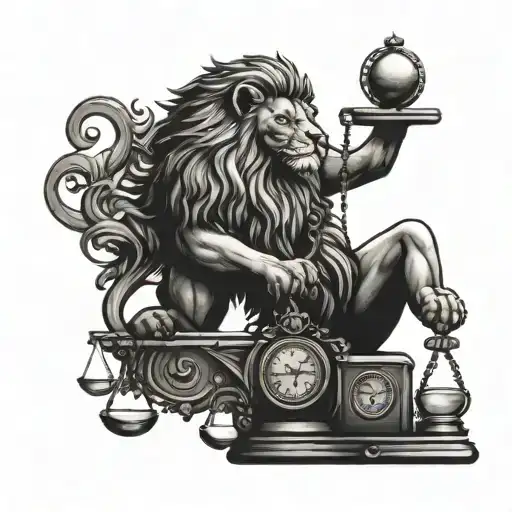 Leo Lion Holding Libra Scale