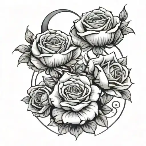 Cancer Zodiac Sign And Roses Blooming And A Pearl Inside