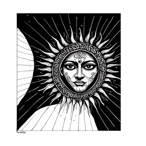 Sun With 36 Sanskrit Quotes Coming Out Of It Like Sun Rays