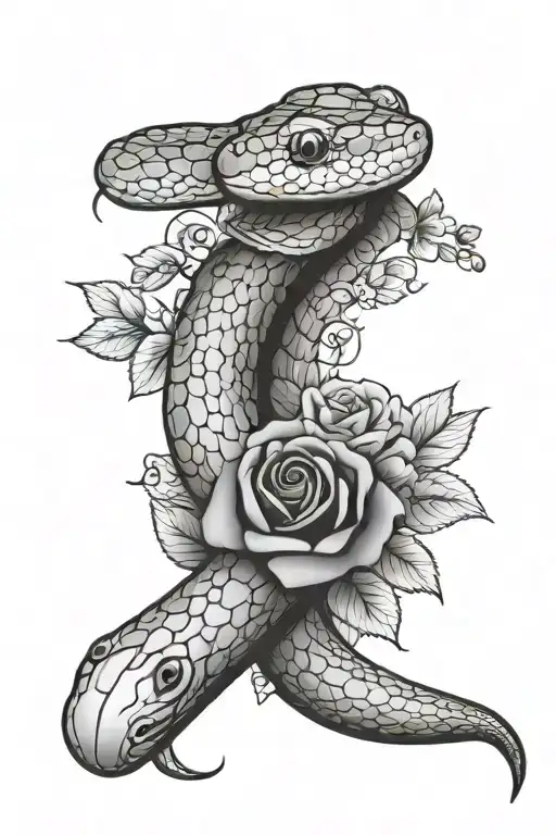 Baby Corn Snake Wrapped With Rose And Flowers