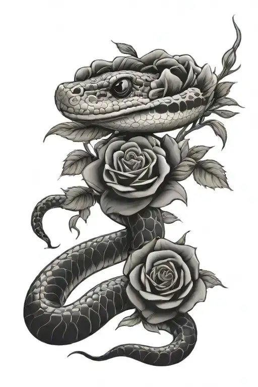 Baby Corn Snake Wrapped With Rose And Flowers
