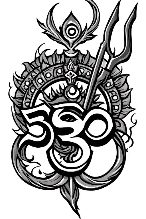 The Trident Of Hindu God Sivan And Om Symbol Incorporated